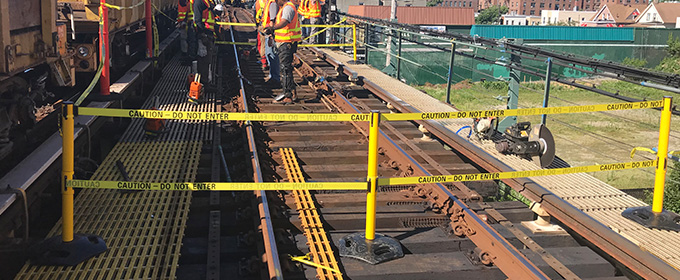 construction site in use stanchions