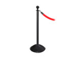 elegance stanchion with a ball top, dome base, and a black finish