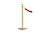 Elegance Stanchion with a ball top, sloped base, and a polished brass finish