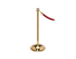 elegance stanchion with a crown top, dome base, and a polished brass finish