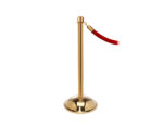 elegance stanchion with a crown top, dome base, and a satin brass finish