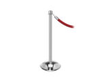 elegance stanchion with a crown top, dome base, and a satin stainless finish