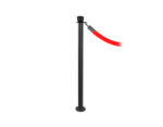 elegance stanchion with a crown top, fixed base, and a black finish