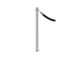 elegance stanchion with a crown top, fixed base, and a satin stainless finish