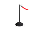 elegance stanchion with a flat top, dome base, and a black finish