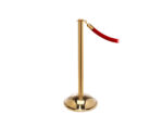 elegance stanchion with a flat top, dome base, and a Satin Brass finish