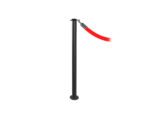 Elegance stanchion with a flat top, fixed base, and a black finish