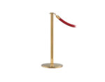 Elegance stanchion with a flat top, sloped base, and a polished brass finish