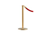 Elegance stanchion with a flat top, sloped base, and a Satin Brass finish