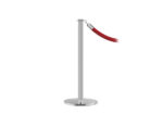 Elegance stanchion with a flat top, sloped base, and a satin stainless finish