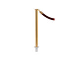 Elegance stanchion with a flat top, removable base, and a satin brass finish