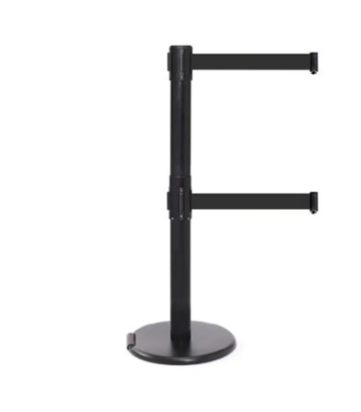 Twin Belted Portable Stanchion - Black