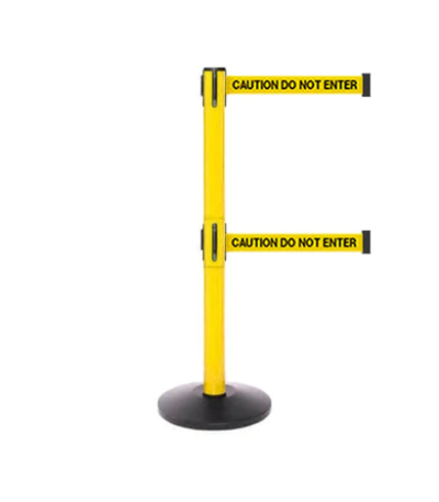 Twin Belted Safety Belt Barrier Yellow