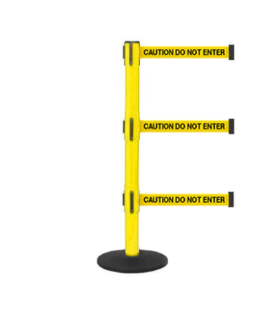 Triple Belt Safety Stanchion Yellow