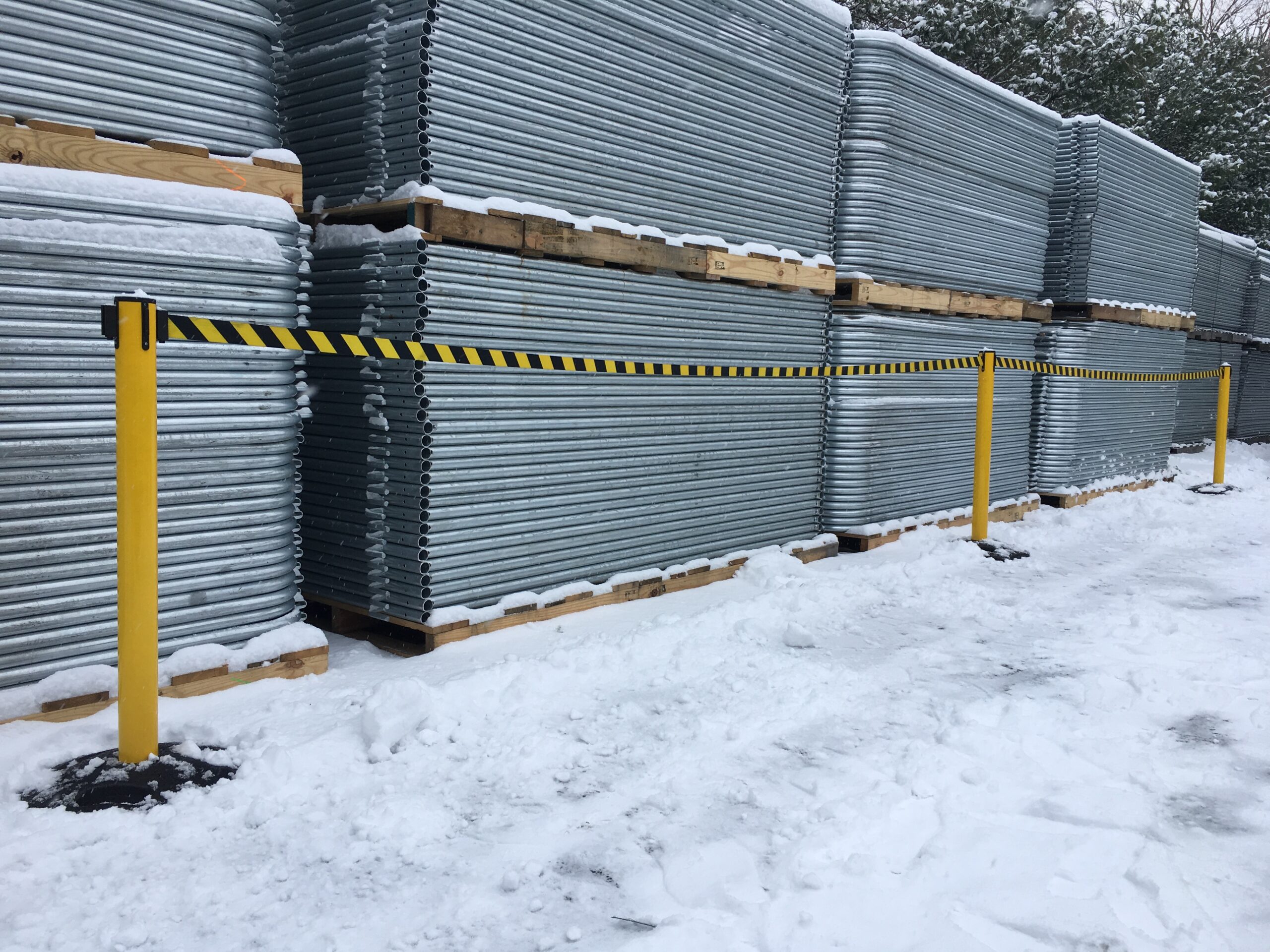 WeatherMaster Stanchion In the snow connected excelling at elevating safety in workplaces