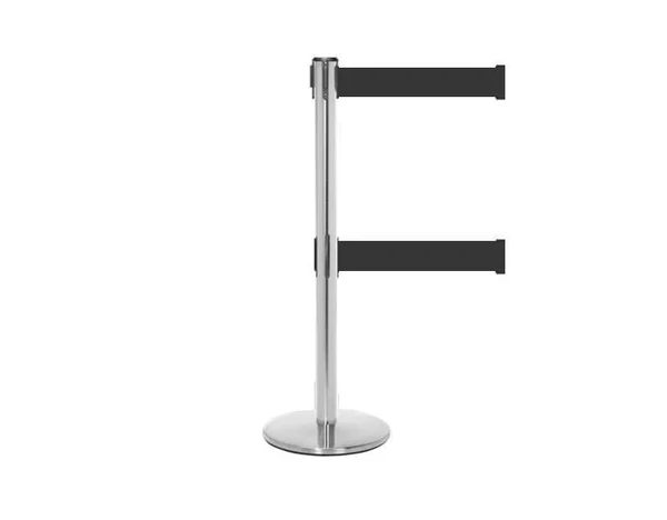 Satin Stainless Modular Twin Belt Stanchion : QueuePro 250 Twin Xtra