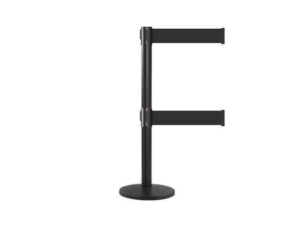 Black Modular Twin Belt Stanchion : QueuePro 250 Twin Xtra