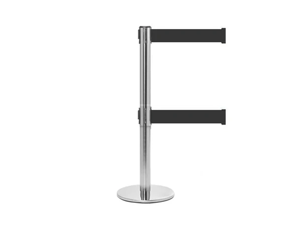 Polished Stainless Modular Twin Belt Stanchion : QueuePro 250 Twin Xtra