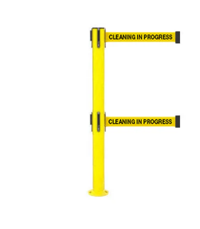 Twin Belt Fixed Base Stanchion yellow