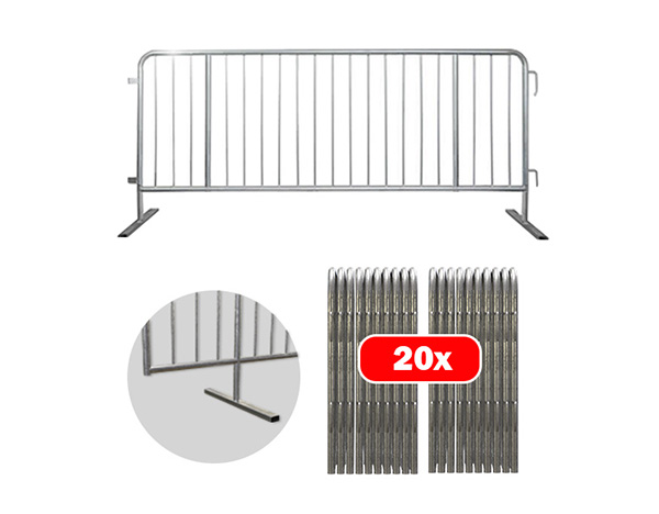 20 Pack Barricade Bundle | 8.5ft Steel Barricades