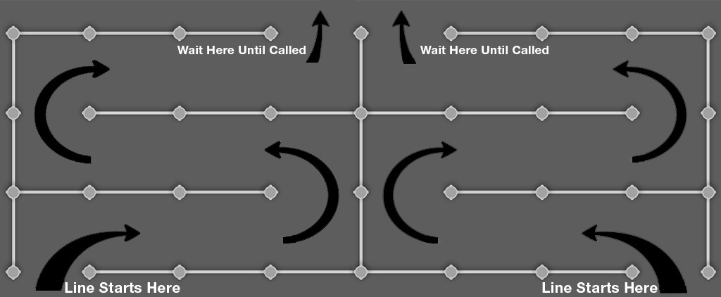 picture of a zig zag queue system