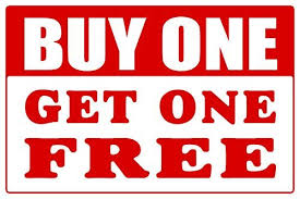 Picture of a buy one get one free sign showing tactics to drive impulse sales