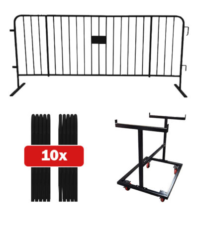 10 pack black barricade bundle with push cart