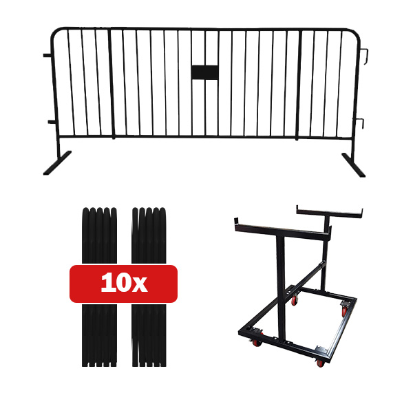 10 pack black barricade bundle with push cart