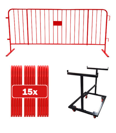 15 pack Red barricade bundle with push cart