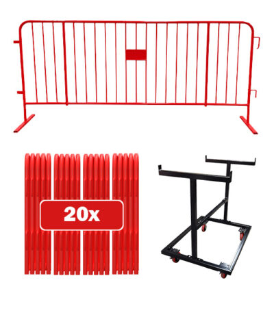 20 pack Red barricade bundle with push cart