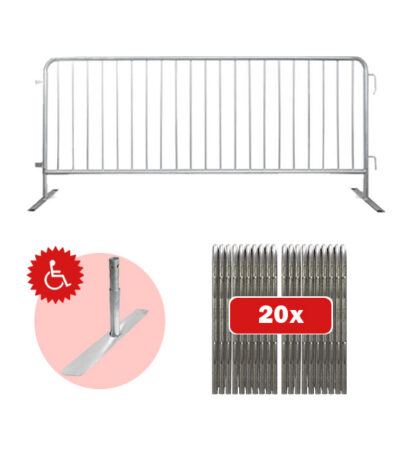 20 Pack ADA Compliant Steel Barricade Bundle