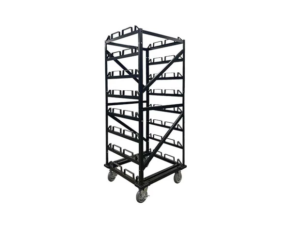 picture of a 24 post storage cart showing what is a stanchion cart