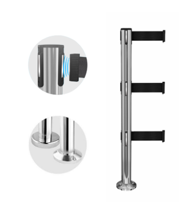Triple belt fixed stanchion